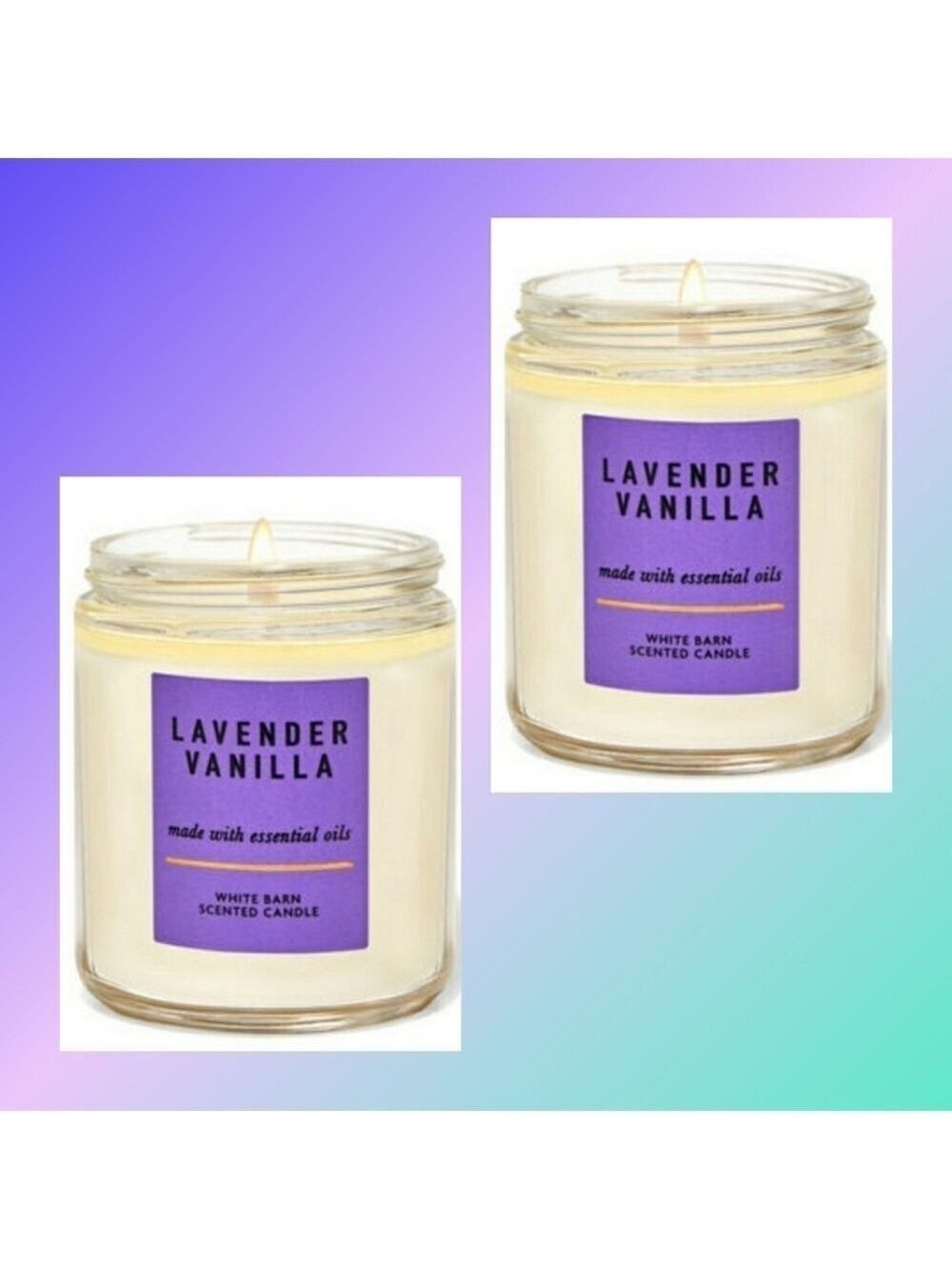 2 LAVENDER VANILLA "SLEEP" AROMATHERAPY SINGLE WICK CANDLES
